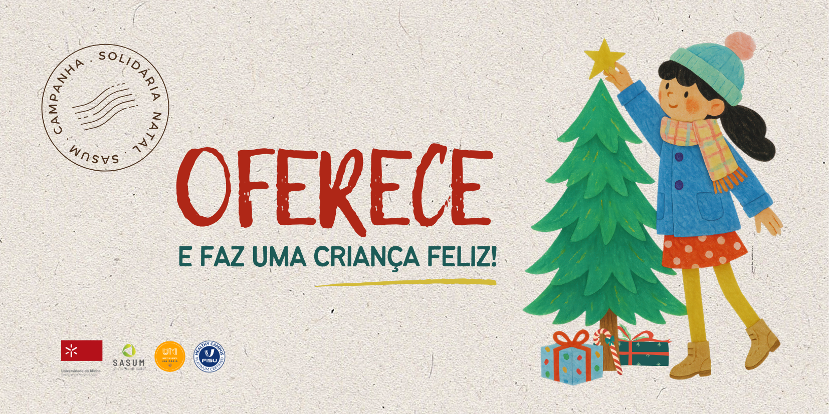 A imagem pode conter: Faz, Uma, Natal, Feliz”, Criança, “Oferece